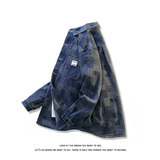 牛仔外套男格子衬衫夹克潮牌青少年休闲上衣夹克J1840-特价P52，男装工装外套，电商A007-1