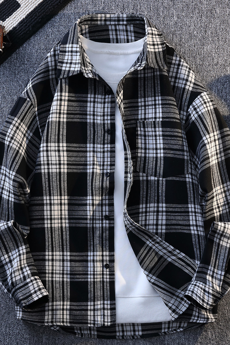 秋季新款格子衬衣男女宽松休闲百搭上衣C2167-特P32/CJ9735-特P40,男装衬衫,电商A007-1