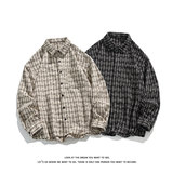 复古宽松休闲细格子衬衫男薄款长袖百搭外套C2261-特价P42，男装衬衫，电商A007-1