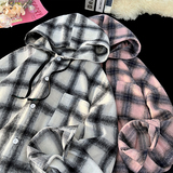 磨毛加厚连帽外套秋季美式慵懒风格子长袖衬衫C2257-特价P45，男装衬衫，电商A007-1