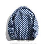 休闲大码宽松棋盘格男女拼色牛仔外套夹克J3736-P57【特价】，男装工装外套，电商A007-1