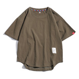 休闲街头风落肩短袖T恤男宽松圆领简约纯色百搭上衣T230-特价P26，男装T恤，电商A007-1