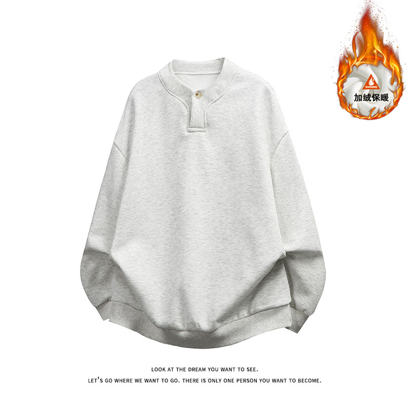 重磅320克亨利领宽松休闲卫衣男W4647JR（加绒）特P42/W4647特P35，男装卫衣，电商A007-1
