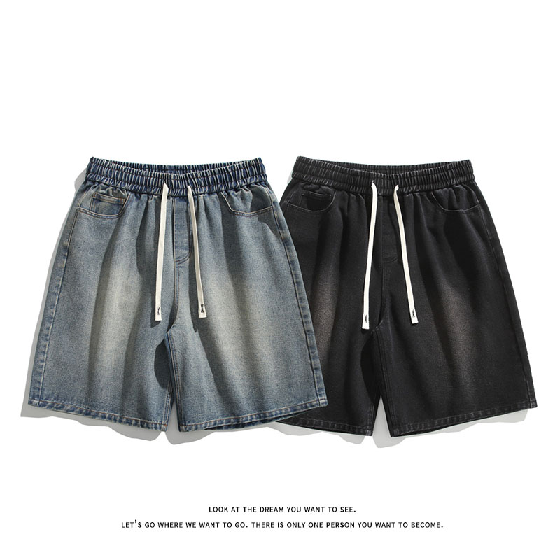 夏新百搭美式休闲松紧腰水洗潮流牛仔短裤子男DK8490-P32【特价】,男装牛仔裤,电商A007-1