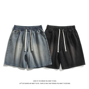 夏新百搭美式休闲松紧腰水洗潮流牛仔短裤子男DK8490-P32【特价】图片
