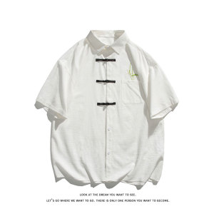 夏季潮流风新中式绣花大码休闲男短袖衬衫DC2182-P36【特价】图片