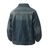 字母时尚百搭牛仔夹克工装风翻领多口袋休闲长袖外套JQ3-特价P70，男装夹克，电商A007-1