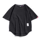 休闲街头风落肩短袖T恤男宽松圆领简约纯色百搭上衣T230-特价P26，男装T恤，电商A007-1