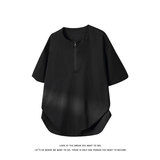 简约风亨利领短袖T恤男女宽松简约休闲舒适圆领上衣T3707-特价P24，男装T恤，电商A007-1