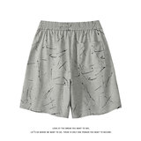 印花抽绳短裤男女宽松松紧腰百搭运动时尚百搭裤子DK8702-特价P35，男装牛仔裤，电商A007-1
