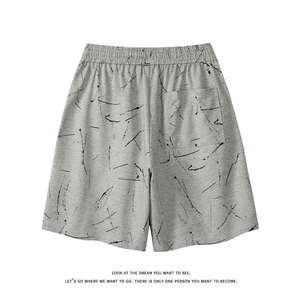 印花抽绳短裤男女宽松松紧腰百搭运动时尚百搭裤子DK8702-特价P35图片