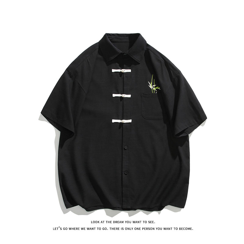 夏季潮流风新中式绣花大码休闲男短袖衬衫DC2182-P36【特价】,男装衬衫,电商A007-1