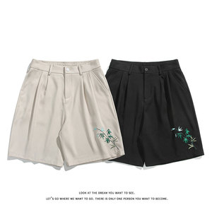 夏季风新中式绣花西裤宽松直筒五分裤短裤DK8494-P32【特价】图片