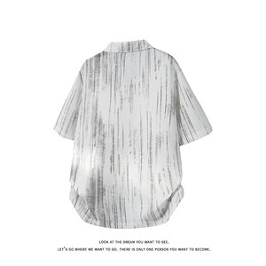美式风短袖时尚潮流男女宽松型简约肌理感翻领上衣T3703-特价P27图片