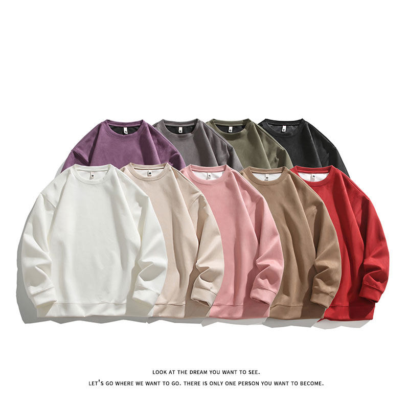 潮流麂皮绒圆领加厚卫衣大码宽松休闲内搭W4612-P28【特价】，男装卫衣，电商A007-1