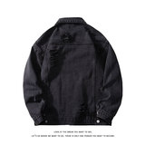 休闲大码宽松男潮流立体剪裁破洞牛仔外套夹克J1129-P65【特价】，男装工装外套，电商A007-1