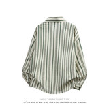 日系复古条纹衬衫男长袖宽松翻领少年感衬衣男女C2276-特价P40，男装衬衫，电商A007-1