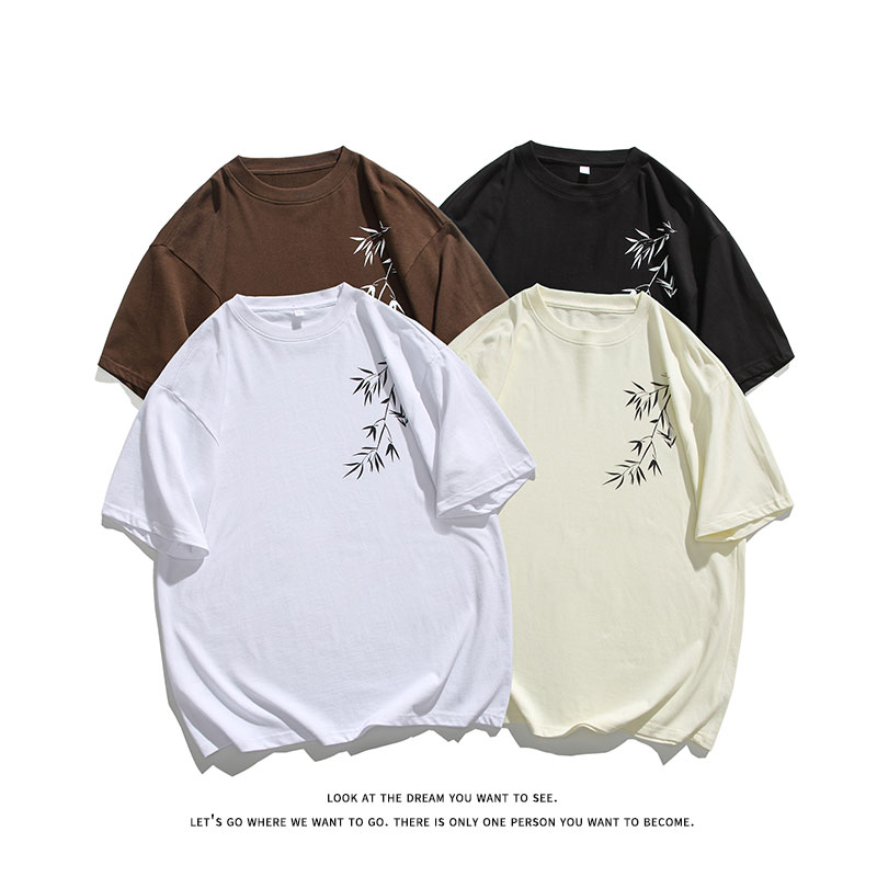风新中式竹子240克双纱精梳棉半袖短袖T恤T3515-P25【特价】,男装T恤,电商A007-1