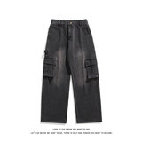 工装大口袋宽松美式牛仔裤大码直筒休闲长裤K8553-P44【特价】，男装牛仔裤，电商A007-1