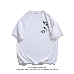 风新中式竹子240克双纱精梳棉半袖短袖T恤T3515-P25【特价】图片