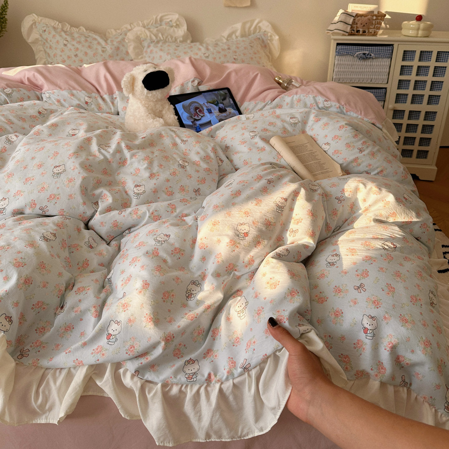 法式花边水洗棉床上四件套公主风被套床单人宿舍三件套非全棉纯棉