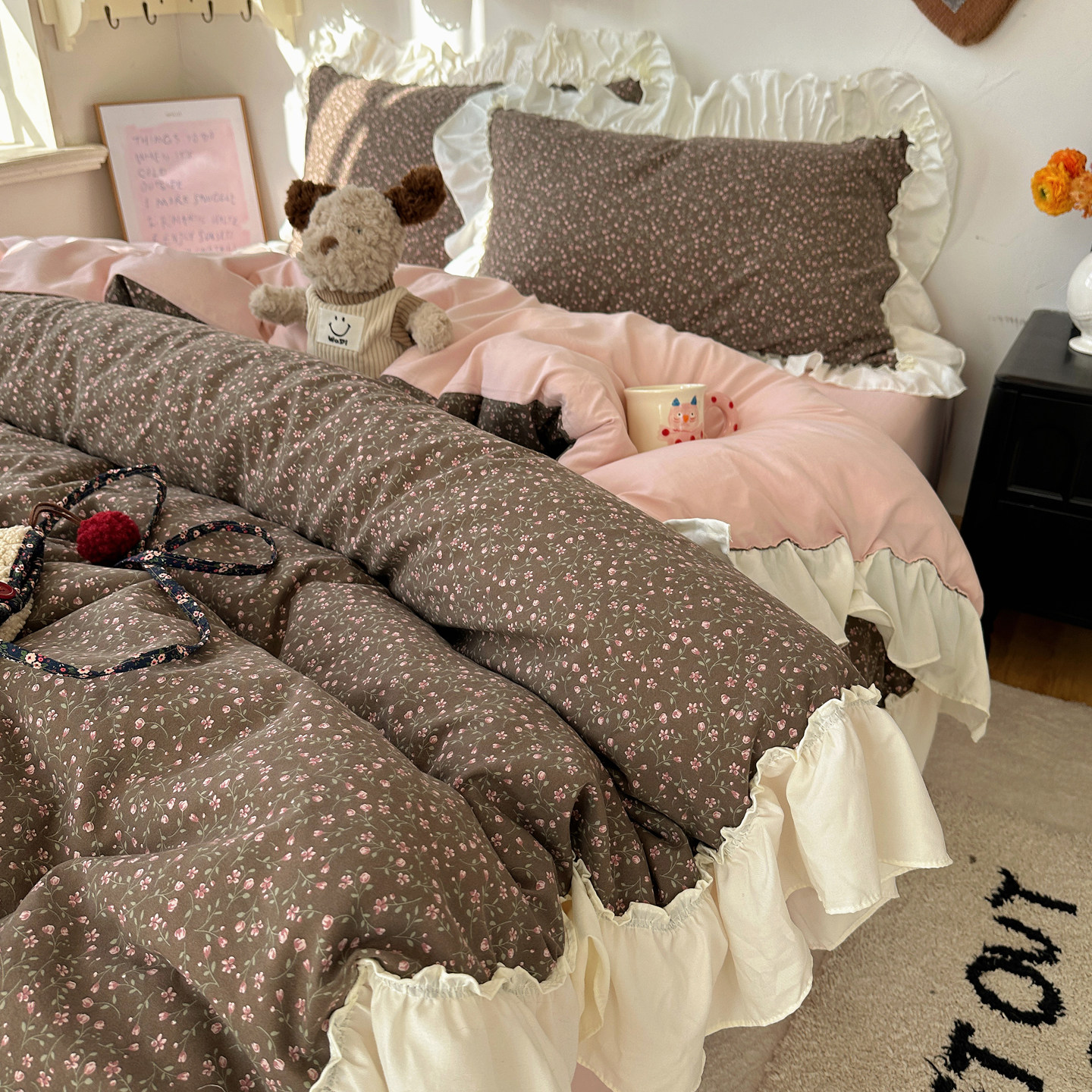 法式花边水洗棉四件套纯棉床单床笠被套公主风学生宿舍三件套,床上用品,床品套件/四件套/多件套,淘宝优惠券,粉丝福利购,淘宝优惠卷