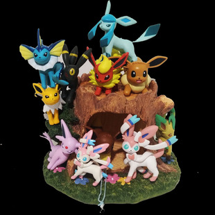 正版 口袋妖怪 神奇宝贝 伊布家族MC 水雷火冰太阳精灵 手办