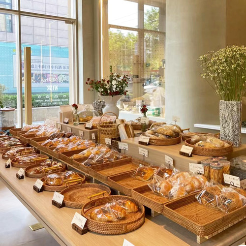 越南手工编织篮日式点心托盘