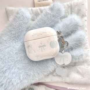 ins日韩小众简约可爱蝴蝶结适用苹果airpods4保护套airpodspro2耳机套无线蓝牙耳机保护壳airpods3代软壳少女