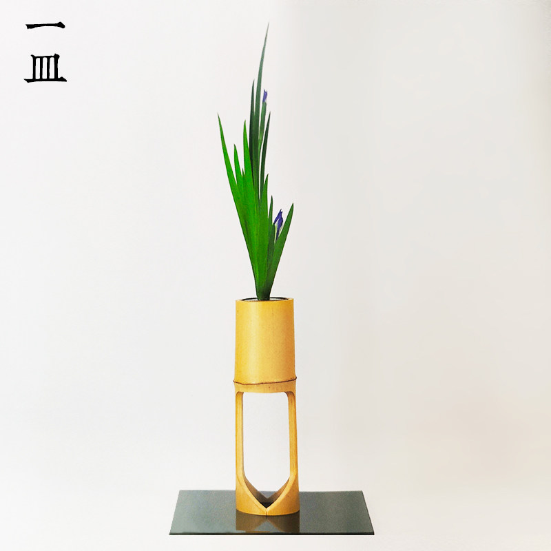 日本进口竹筒寸筒池坊花器正风新风体插花花道器皿剑山插花器