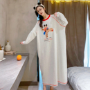 长颈鹿孕妇睡裙及踝 胖MM睡衣女韩版 加长睡裙长袖 纯棉秋冬加厚大码