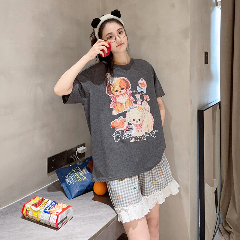 Gill Aimar小熊家睡衣女夏季短袖短裤薄款可爱小狗可外穿家居服