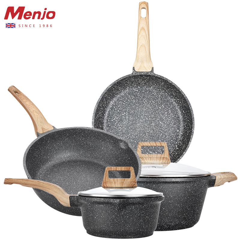 英国明爵锅具套装全套家用炒锅不粘锅三件套厨具电磁炉通用锅组合