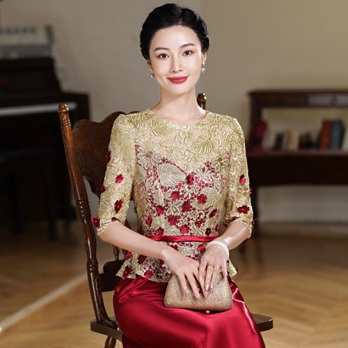 喜婆婆婚宴装秋冬嫁女儿婚礼妈妈礼服参加儿子结婚连衣裙大码