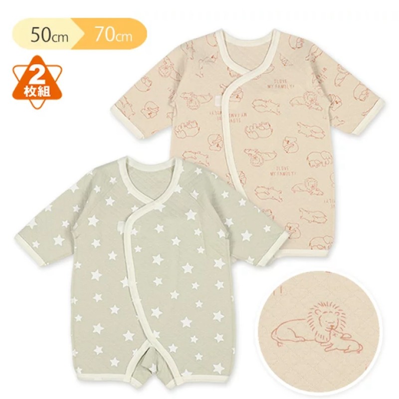 现货新款秋冬保暖日本西松屋全棉纯棉新生儿婴儿宝宝连体衣爬服