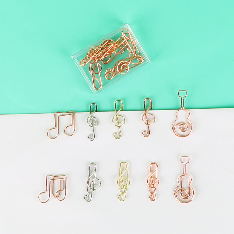 크리 에이 티브 금속 하이 노트 종이 클립 기타 악기 모양 미니 북마크 사무용품 음악 문구 선물