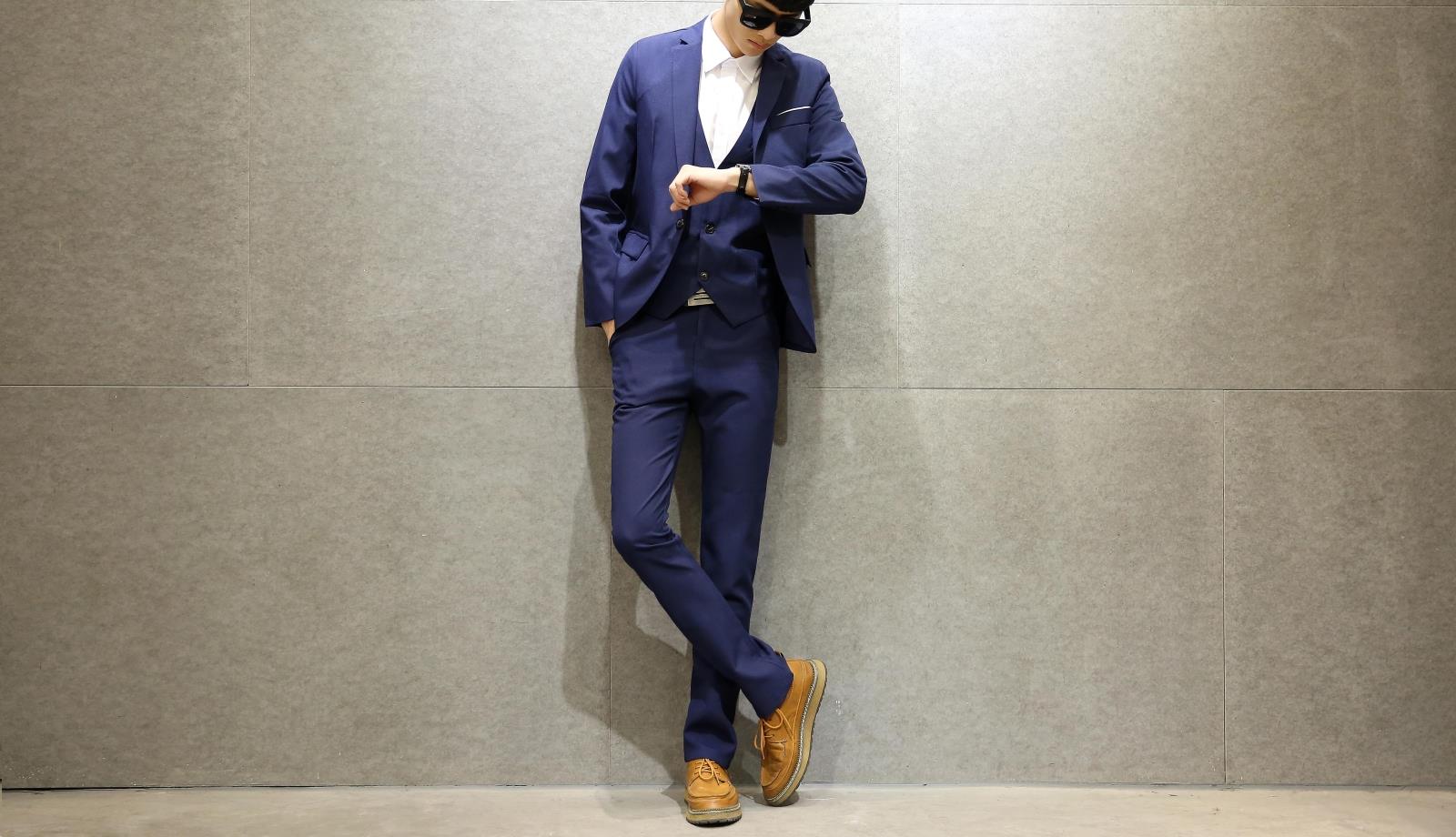 青年修身单西装外套秋冬款男士休闲纯色水洗棉小西服男便服xz6008,男装西服套装,星座1607