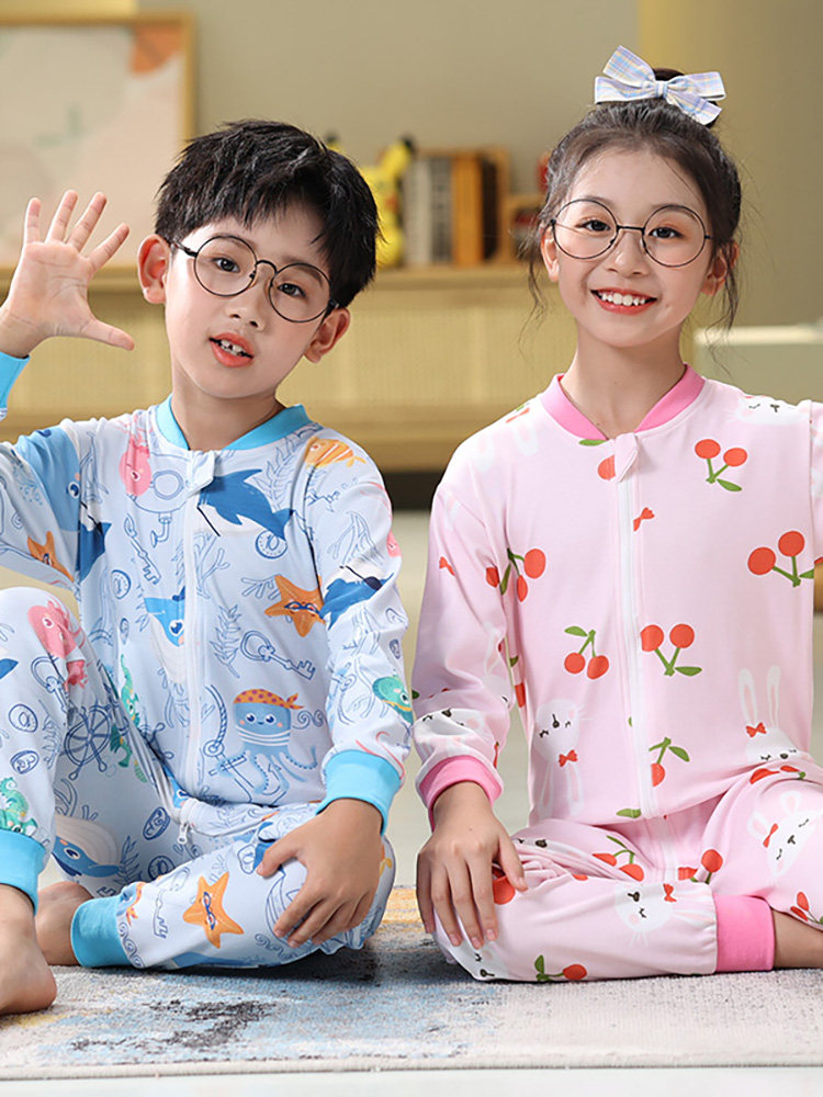 2024 NEW CHILDRENS ONE-PIECE PAJAMAS GIRLS SPRING AND AUTUMN COTTON BABY BOYS AND GIRLS ONE-PIECE PAJAMAS TO PREVENT COLD AUTUMN AND WINTER