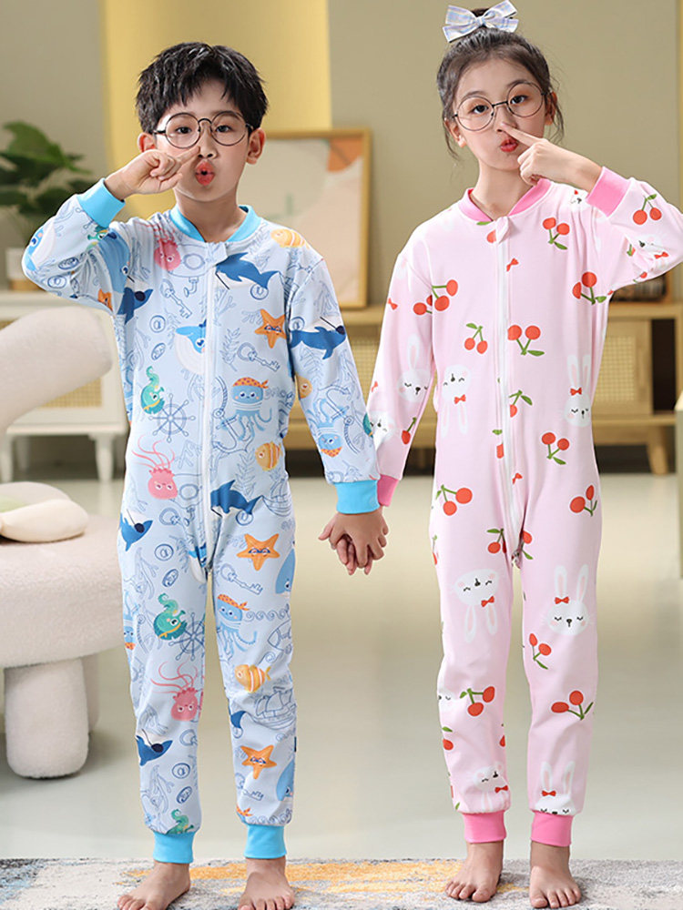 2024 NEW CHILDRENS ONE-PIECE PAJAMAS GIRLS SPRING AND AUTUMN COTTON BABY BOYS AND GIRLS ONE-PIECE PAJAMAS TO PREVENT COLD AUTUMN AND WINTER