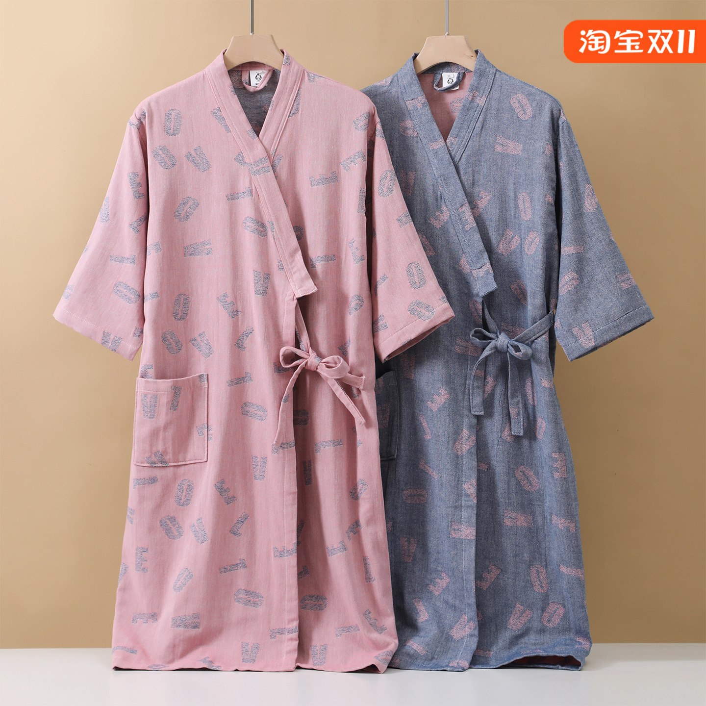 浴袍纯棉纱布女成人新款睡袍大码吸水速干洗澡可穿式浴巾浴衣男士