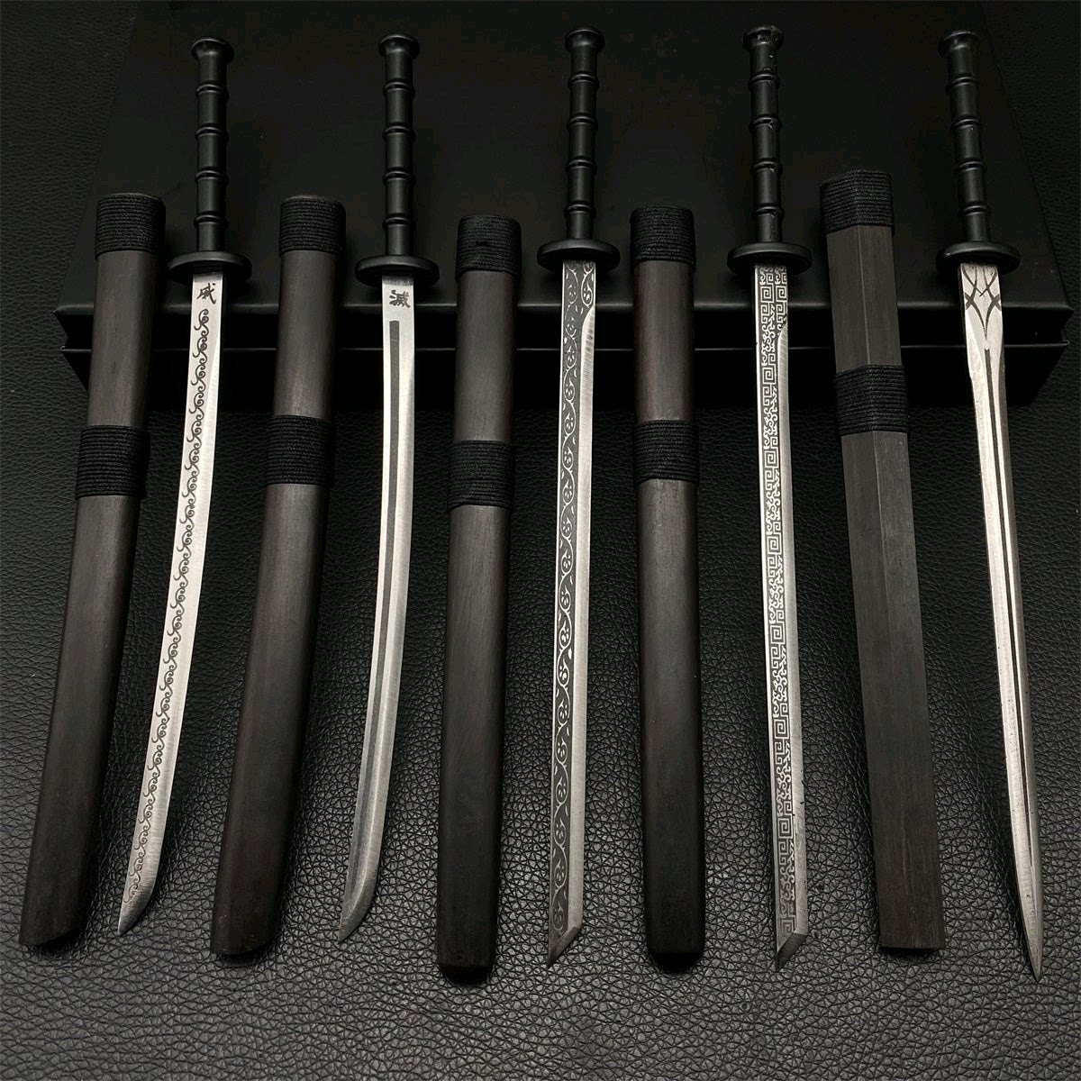 【包邮】古代名剑微型刀剑复制品【锰钢锻打+檀木刀鞘】茶刀摆件