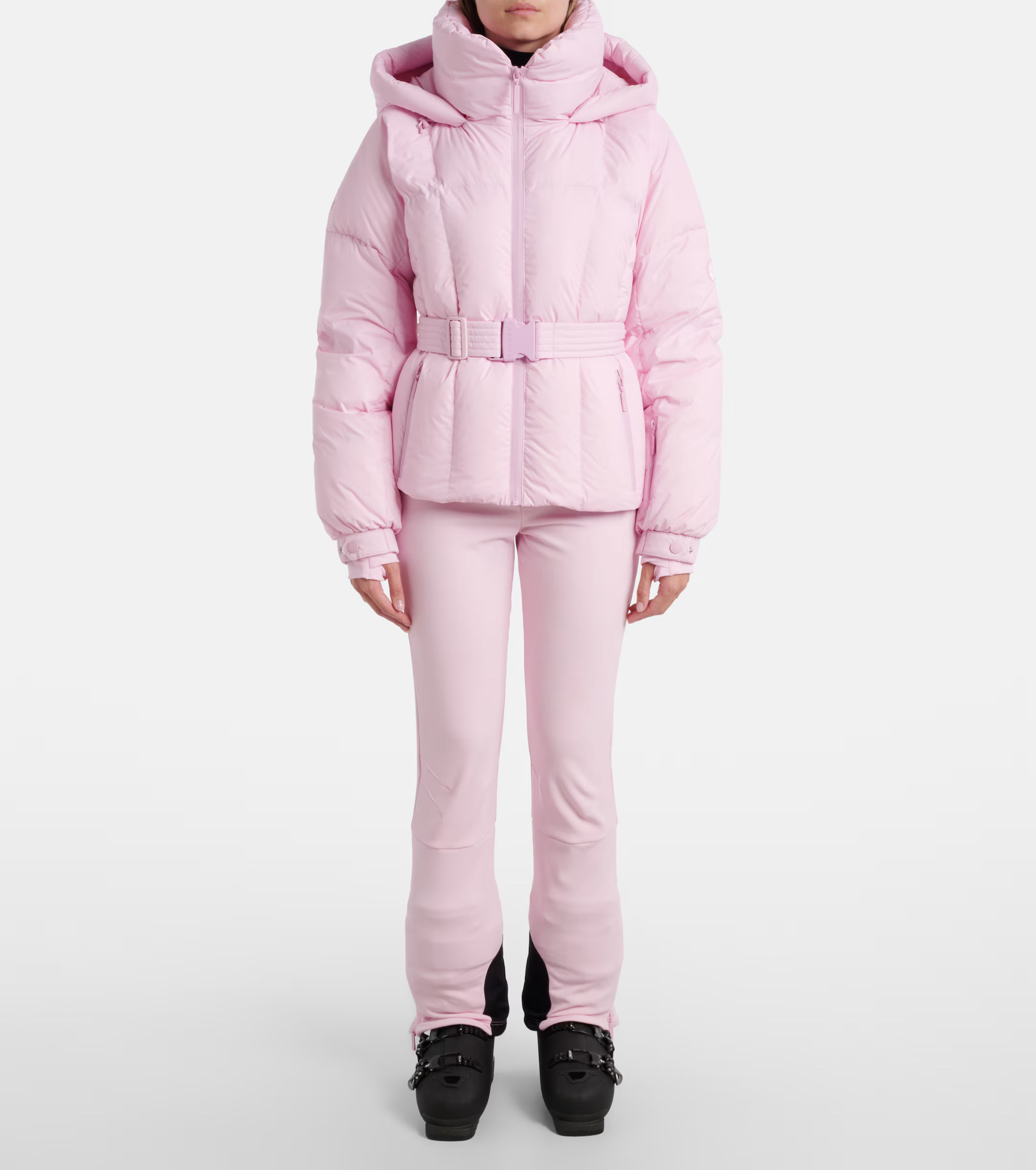 Cordova 2025女士秋冬新品粉色保暖滑雪羽绒服连帽背带外套
