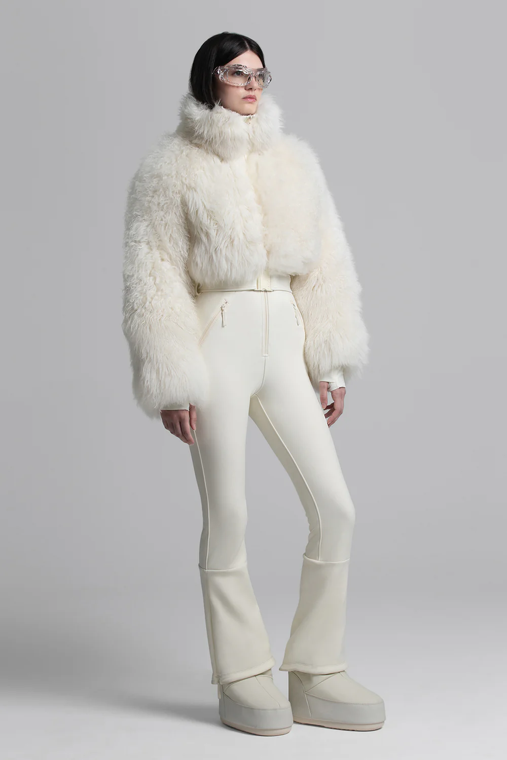 Cordova 2025女士秋冬限定羊皮毛一体滑雪服白色羊毛绒保暖外套