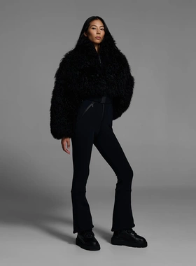 Cordova 2025女士秋冬限定羊皮毛一体滑雪服黑色羊毛绒保暖外套