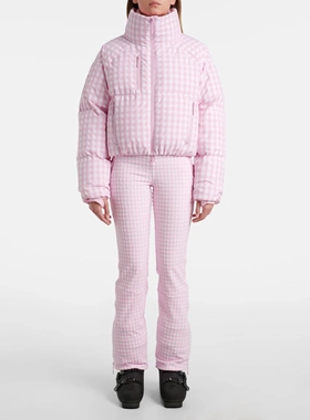 Cordova 2025女士秋冬新款双色格纹束腰滑雪服保暖立领外套羽绒服