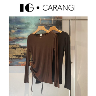 面膜T CARANGI品牌 圆领PIMA棉收腰抽绳上衣
