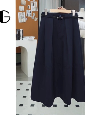2026春季新款遮跨显瘦百搭A字立裁高腰半身裙通勤裙子IG55018