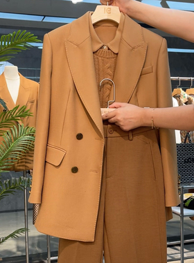 【CARANGI品牌】2025秋冬新款100%精纺羊毛轻奢女士西装7017