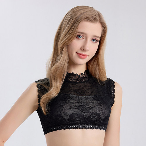 蕾丝假领子真丝打底衫立领女百搭