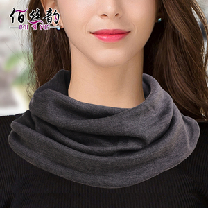 秋冬新款真丝羊毛围脖女双层加厚保暖套头针织脖套护颈椎丝巾围巾